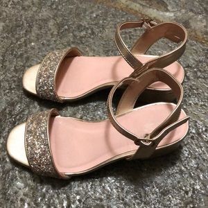 BCBG rose gold glitter sandals - girls size 13